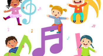 Cartoon kids with music notes